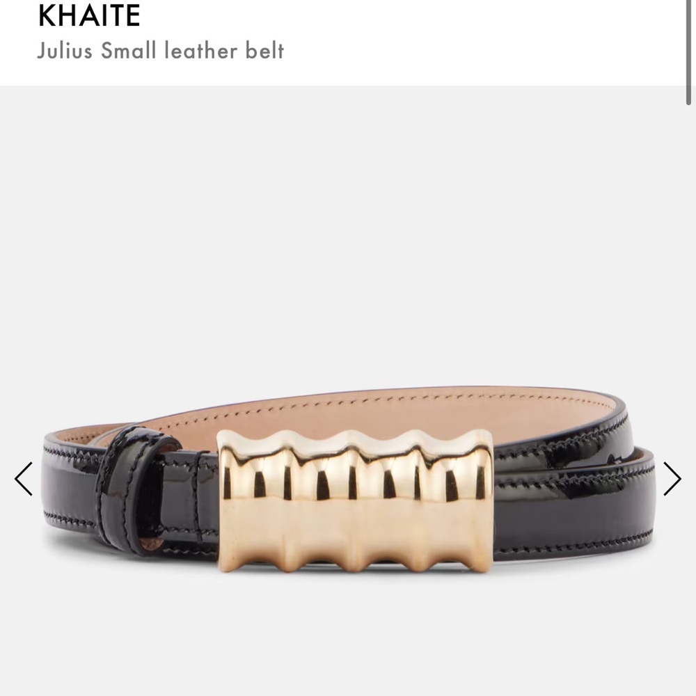 KHAITE Black and Gold Leather Belt